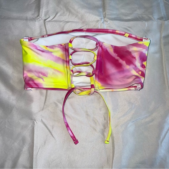 Xhilaration bikini tie dye swim set high waisted pink and yellow - Picture 3 of 6